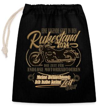 Legende, Rente, Ruhestand, Motorrad, Geschenk - Verschließbarer Geschenkbeutel aus Baumwolle (25x30cm) - Schwarz - Vorne