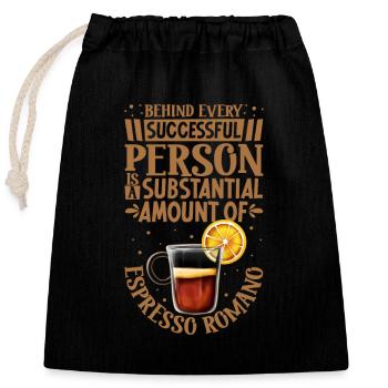 Succès uniquement avec l’Espresso Romano - Sac cadeau en coton avec cordon (25 x 30 cm) - noir - Devant