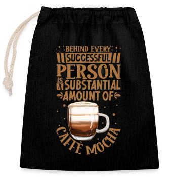Succès uniquement avec le moka Caffè - Sac cadeau en coton avec cordon (25 x 30 cm) - noir - Devant