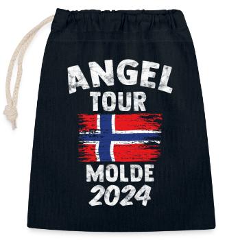 Molde 2024 - Voyage de pêche en Norvège personnalisable - Sac cadeau en coton avec cordon (25 x 30 cm) - bleu marine - Devant