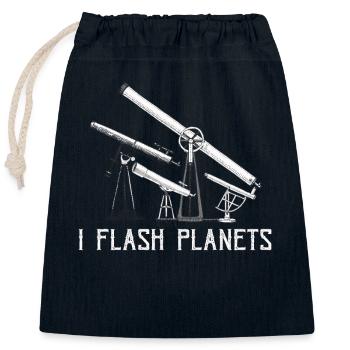 Space Photography Stargazing Telescope Astronomy - Closable cotton gift bag (25x30cm) - navy - Front