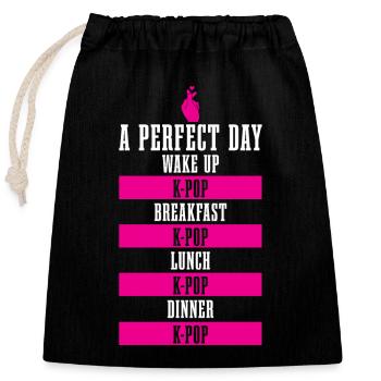 K-Pop Fan Gift Korean Pop Music - Closable cotton gift bag (25x30cm) - black - Front