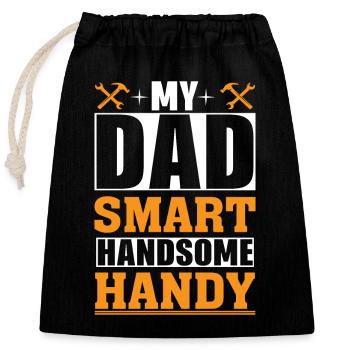 Mon père : un beau téléphone portable intelligent - Sac cadeau en coton avec cordon (25 x 30 cm) - noir - Devant