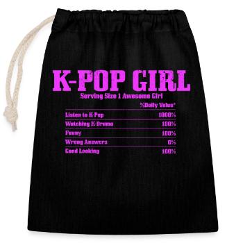 K-Pop Fan Geschenk Koreanische Popmusik - Verschließbarer Geschenkbeutel aus Baumwolle (25x30cm) - Schwarz - Vorne