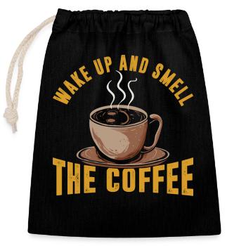 Réveillez-vous et sentez l’odeur du café - Sac cadeau en coton avec cordon (25 x 30 cm) - noir - Devant