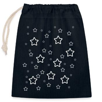 Etoiles Blanches - Sac cadeau en coton avec cordon (25 x 30 cm) - bleu marine - Devant