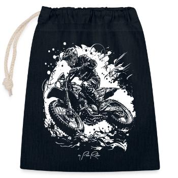 Grunge Motorrad Motocross - Verschließbarer Geschenkbeutel aus Baumwolle (25x30cm) - Navy - Vorne