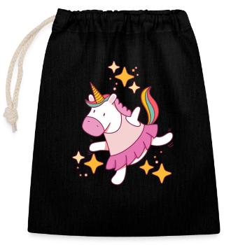 Danseuse de ballet Licorne arc-en-ciel ballerine Tutu - Sac cadeau en coton avec cordon (25 x 30 cm) - noir - Devant