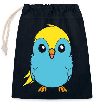 Cute little parakeet - Closable cotton gift bag (25x30cm) - navy - Front