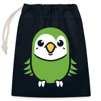 Cute little parakeet - Closable cotton gift bag (25x30cm) - navy - Front
