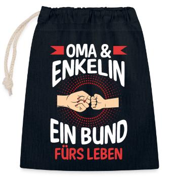 Oma Großmutter und Enkelin - Verschließbarer Geschenkbeutel aus Baumwolle (25x30cm) - Navy - Vorne