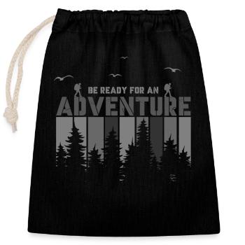 Préparez-vous pour l’aventure - Sac cadeau en coton avec cordon (25 x 30 cm) - noir - Devant