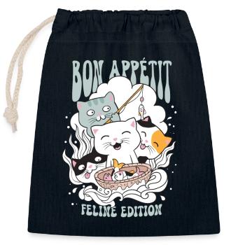 Bon Appetit feline edition - Verschließbarer Geschenkbeutel aus Baumwolle (25x30cm) - Navy - Vorne