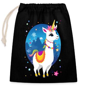 Llama Unicorn - Closable cotton gift bag (25x30cm) - black - Front