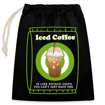 Eiskaffee Kaffeeliebhaber Geschenk - Verschließbarer Geschenkbeutel aus Baumwolle (25x30cm) - Schwarz - Vorne