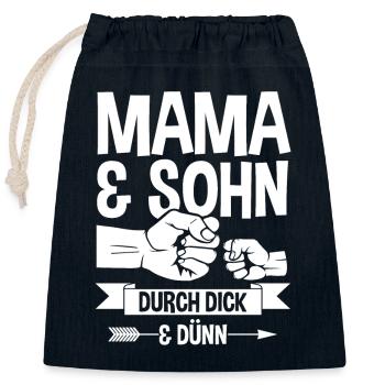 Mutter Muttertag Mama und Sohn - Verschließbarer Geschenkbeutel aus Baumwolle (25x30cm) - Navy - Vorne