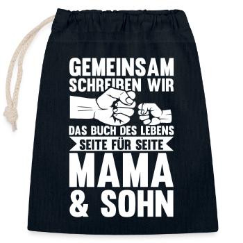Mutter Muttertag Mama und Sohn - Verschließbarer Geschenkbeutel aus Baumwolle (25x30cm) - Navy - Vorne