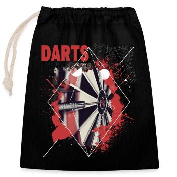 Darts Dartscheibe Dartpfeil Darten Dartspieler - Verschließbarer Geschenkbeutel aus Baumwolle (25x30cm) - Schwarz - Vorne