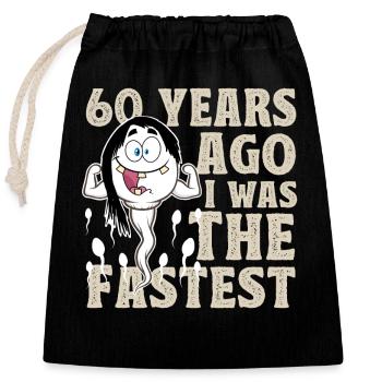 60th Birthday Funny Gift Idea - Closable cotton gift bag (25x30cm) - black - Front