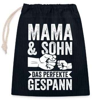 Mutter Muttertag Mama und Sohn - Verschließbarer Geschenkbeutel aus Baumwolle (25x30cm) - Navy - Vorne