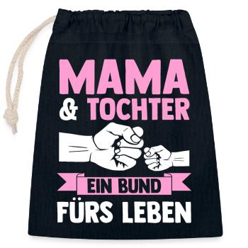 Mutter Muttertag Mama und Tochter - Verschließbarer Geschenkbeutel aus Baumwolle (25x30cm) - Navy - Vorne