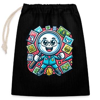 Philately Philatelist Stamp Collecting - Closable cotton gift bag (25x30cm) - black - Front