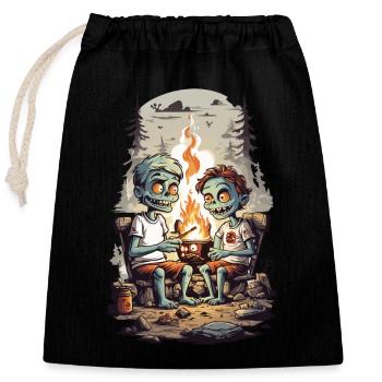 Zombie Camping Halloween Enfants Dessin Animé - Sac cadeau en coton avec cordon (25 x 30 cm) - noir - Devant