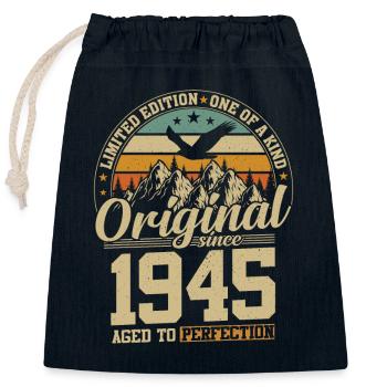 Born 1945 - 79 years - Closable cotton gift bag (25x30cm) - navy - Front
