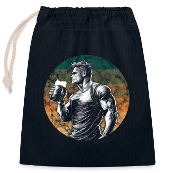 Muscles & Brews - Closable cotton gift bag (25x30cm) - navy - Front