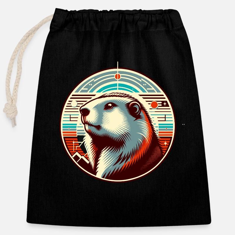 Groundhog Day Enthusiasts 2024, February 2 - Closable cotton gift bag (25x30cm) - black