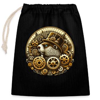 Groundhog Day Enthusiasts 2024, February 2 - Closable cotton gift bag (25x30cm) - black - Front