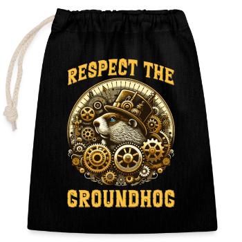 Groundhog Day Enthusiasts 2024, February 2 - Closable cotton gift bag (25x30cm) - black - Front