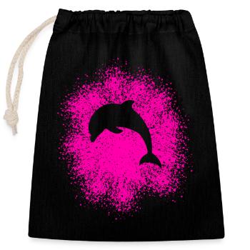 Dauphin - Sac cadeau en coton avec cordon (25 x 30 cm) - noir - Devant