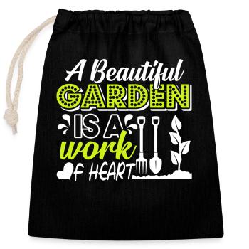 Gardening Gardening Is A Work Of Heart - Closable cotton gift bag (25x30cm) - black - Front
