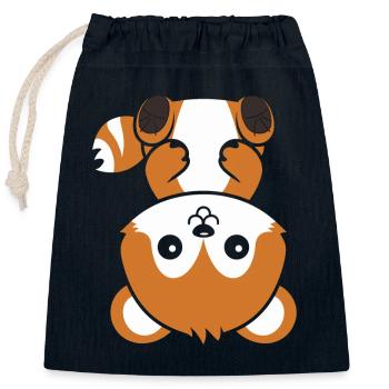 Fox Love Little Red Panda - Closable cotton gift bag (25x30cm) - navy - Front