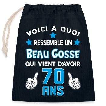 70 ans anniversaire homme cadeau drôle humour - Sac cadeau en coton avec cordon (25 x 30 cm) - bleu marine - Devant