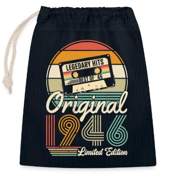 Millésime légendaire 1946 - 78 ans - Sac cadeau en coton avec cordon (25 x 30 cm) - bleu marine - Devant