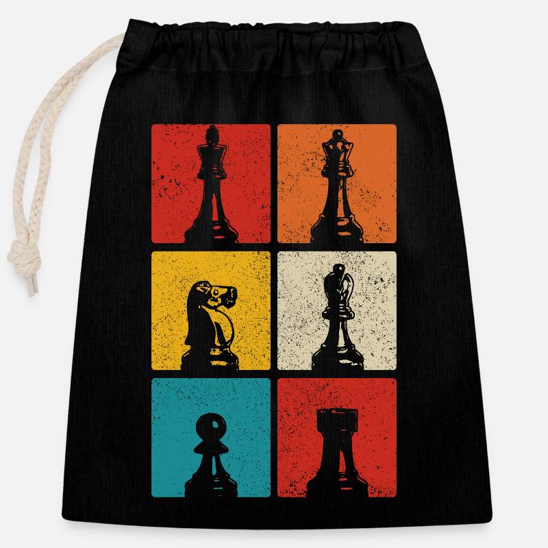 Chess Chess Player Gift - Closable cotton gift bag (25x30cm) - black