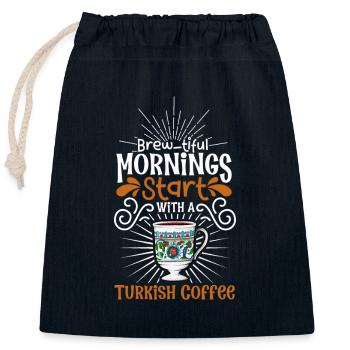 Guten Morgen mit Turkish Coffee - Verschließbarer Geschenkbeutel aus Baumwolle (25x30cm) - Navy - Vorne