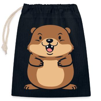 Kleiner Biber-Humor - Verschließbarer Geschenkbeutel aus Baumwolle (25x30cm) - Navy - Vorne