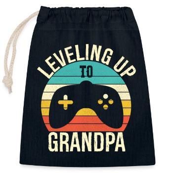 Leveling up to Grandpa - Closable cotton gift bag (25x30cm) - navy - Front