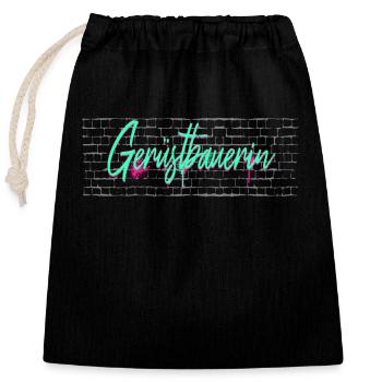Échafaudage Graduation cadeau échafaudage constructeur - Sac cadeau en coton avec cordon (25 x 30 cm) - noir - Devant