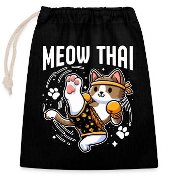 Miaou Chat Thaï - Sac cadeau en coton avec cordon (25 x 30 cm) - noir - Devant