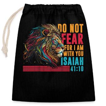 Do not be afraid, for I am - Closable cotton gift bag (25x30cm) - black - Front