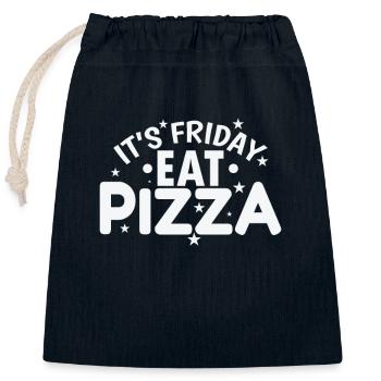 C’est vendredi Mangez de la pizza, du salami et du fromage - Sac cadeau en coton avec cordon (25 x 30 cm) - bleu marine - Devant