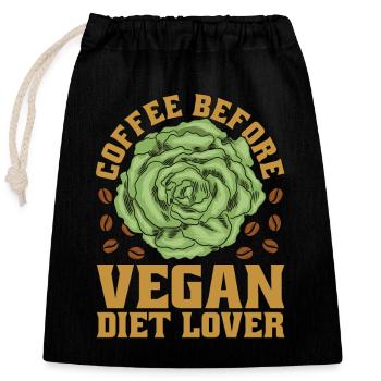 Vegan Diet Lover Coffee Vegetarian Coffee Lover - Verschließbarer Geschenkbeutel aus Baumwolle (25x30cm) - Schwarz - Vorne
