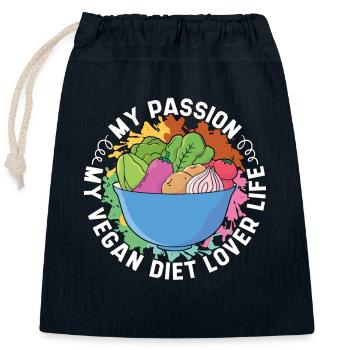 Vegan Diet Lover My Passion My Veganism Meatless - Closable cotton gift bag (25x30cm) - navy - Front