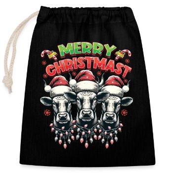 MERRY ChristMAST - Weihnachtsbraten Rinder Essen - Verschließbarer Geschenkbeutel aus Baumwolle (25x30cm) - Schwarz - Vorne