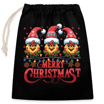JOYEUX Noël - Repas de Noël rôti - Sac cadeau en coton avec cordon (25 x 30 cm) - noir - Devant