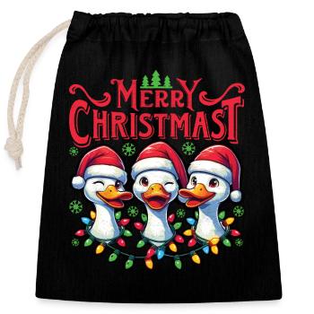 MERRY ChristMAST - Christmas Goose Holiday Dinner - Closable cotton gift bag (25x30cm) - black - Front